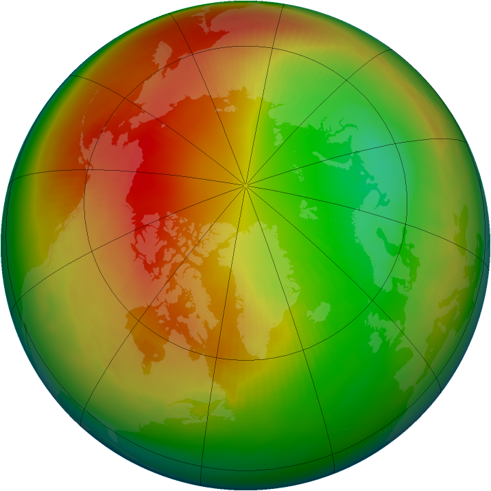 Arctic ozone map for February 1984